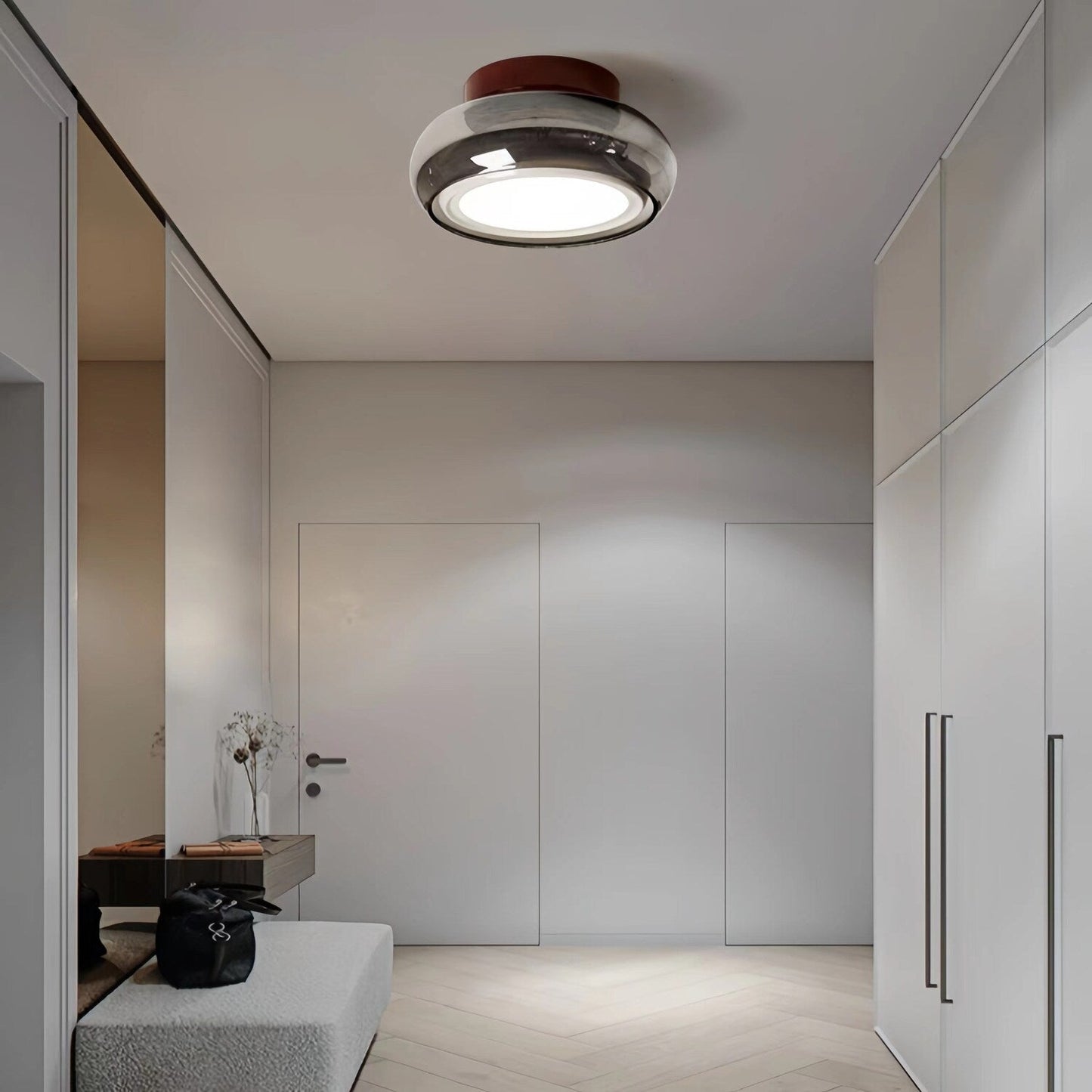 Plafonnier Bauhaus Verre Ambré LED Rétro Moderne