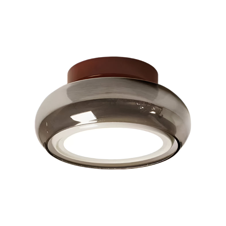 Plafonnier Bauhaus Verre Ambré LED Rétro Moderne