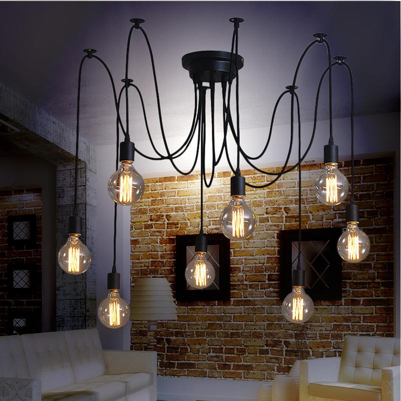 Suspension Moderne, Spider Design Réglable, 40–60W, Noir