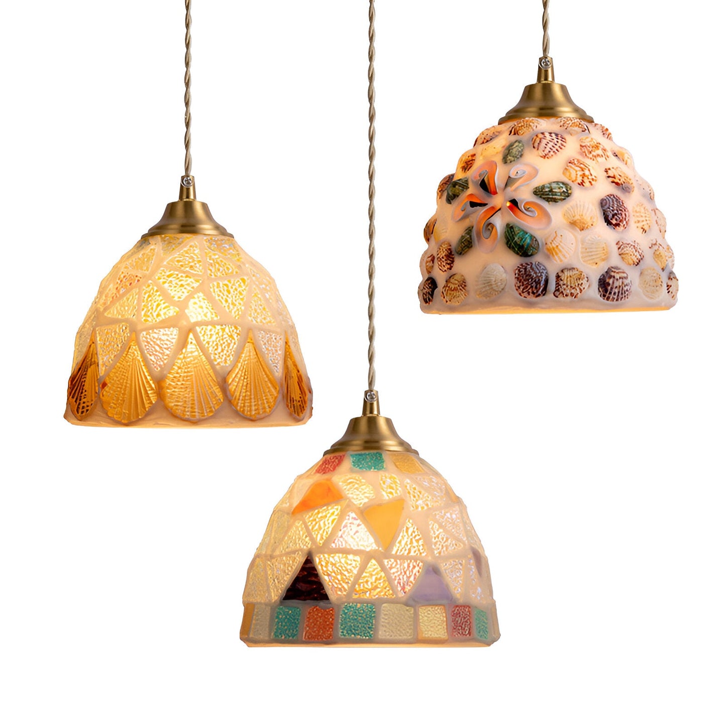 Suspension Coquillages Naturels – Laiton coloré