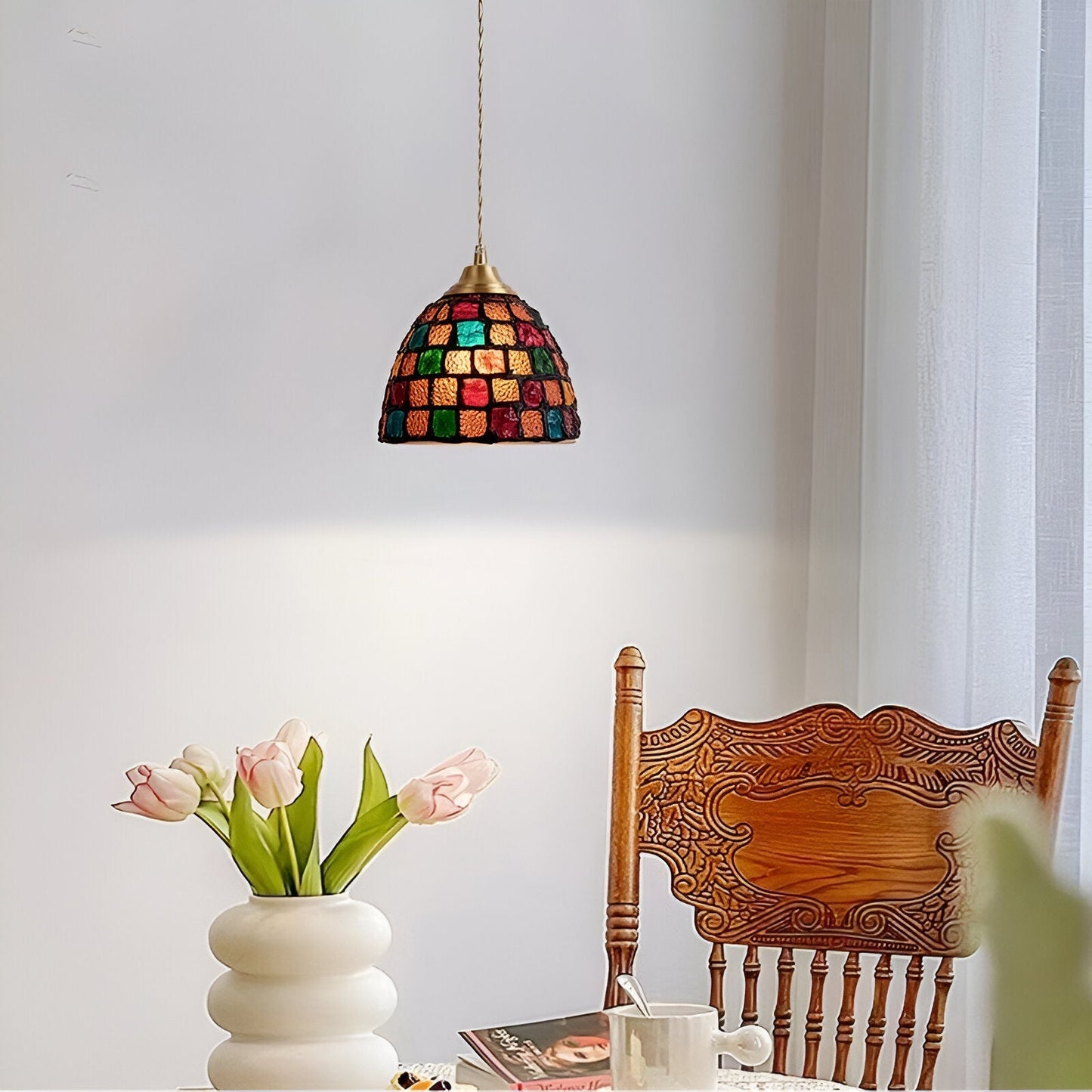 Suspension Coquillages Naturels – Laiton coloré