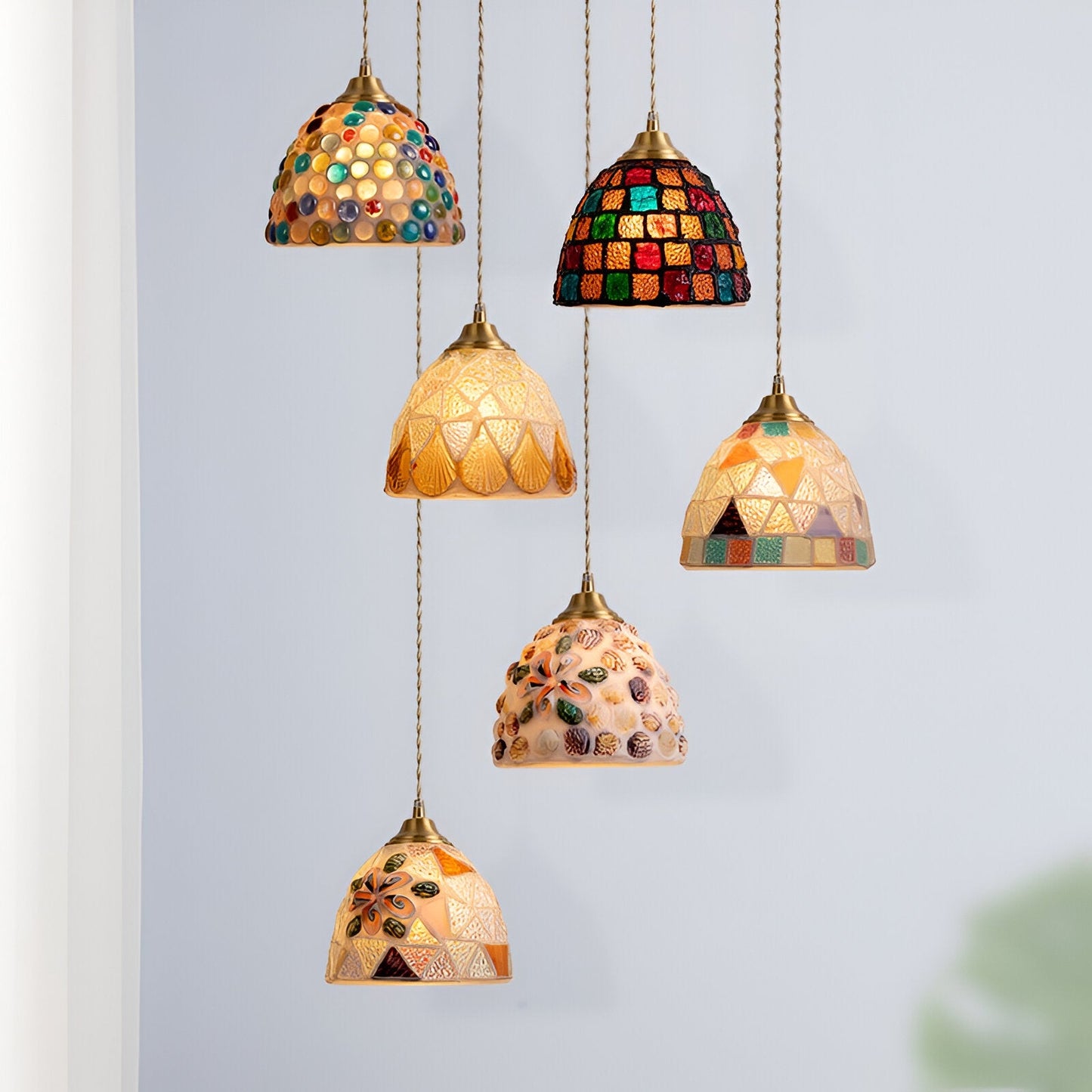 Suspension Coquillages Naturels – Laiton coloré