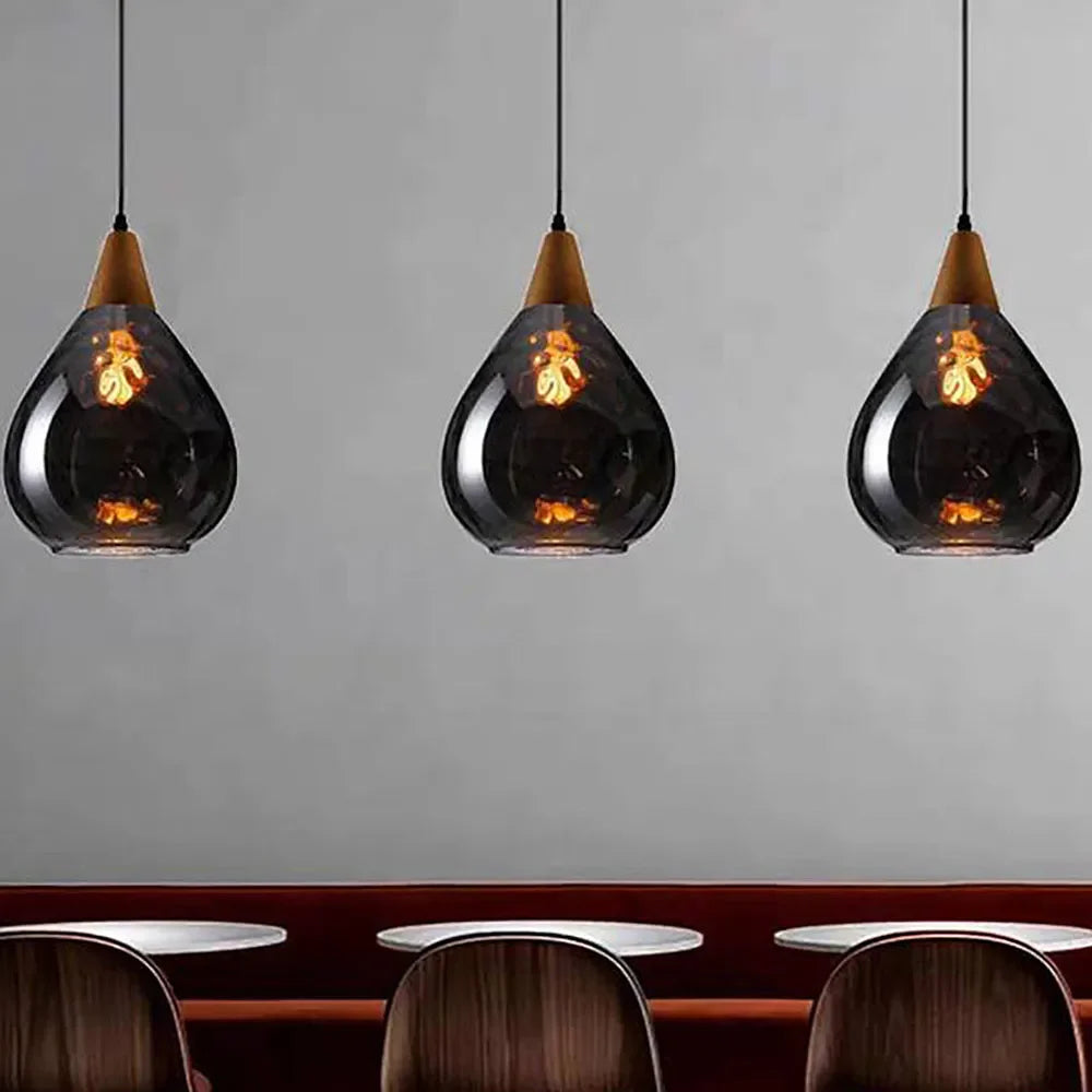 Suspension Verre Soufflé Motif Eau Style Rétro