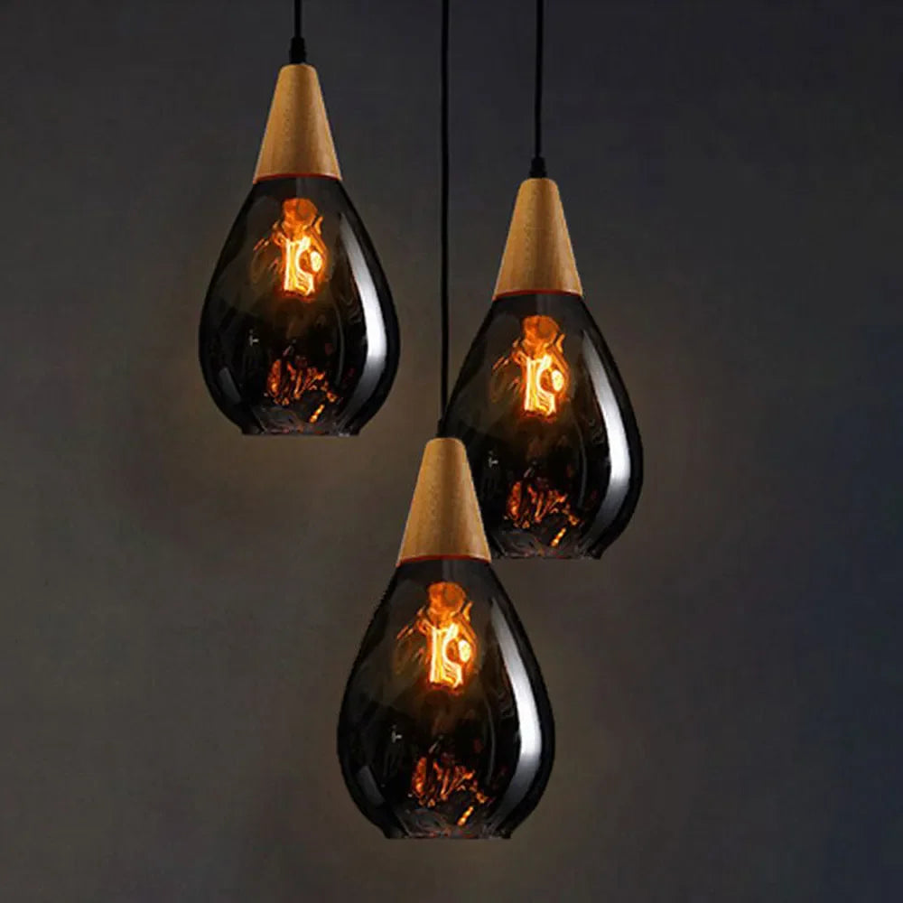 Suspension Verre Soufflé Motif Eau Style Rétro