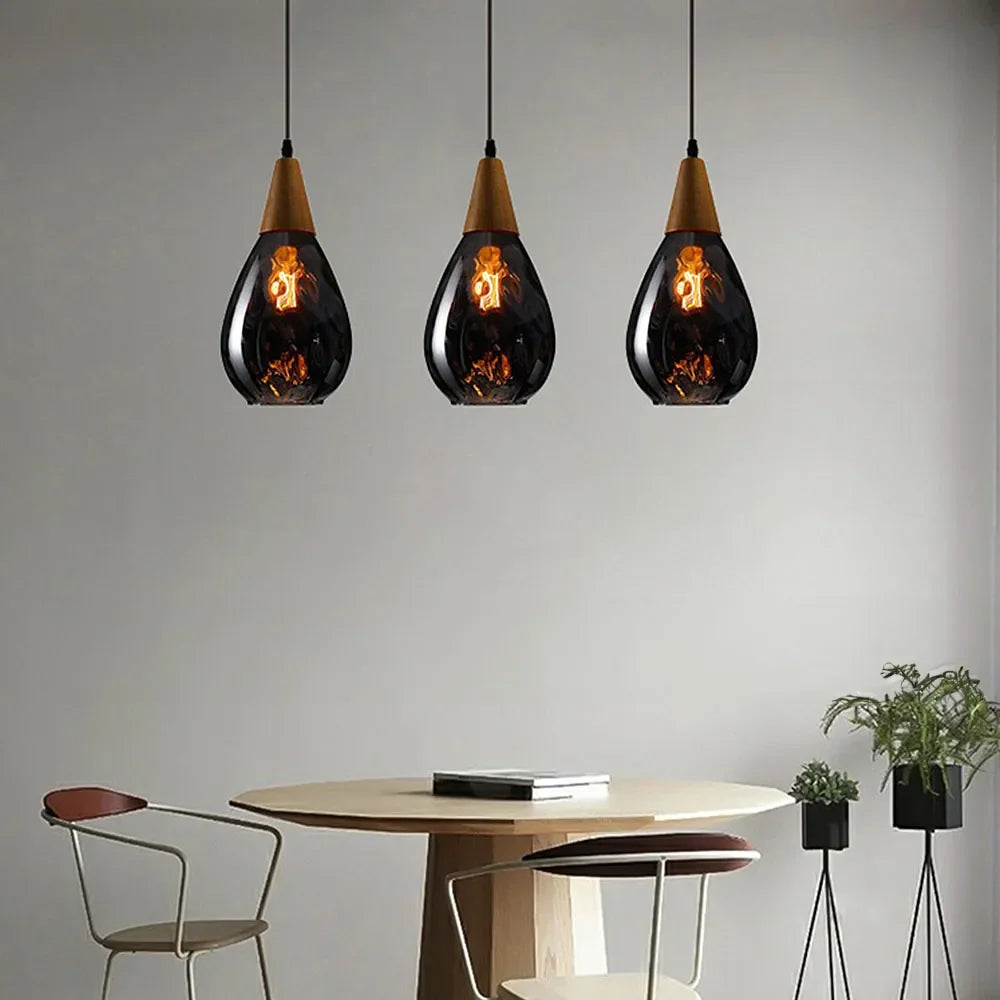 Suspension Verre Soufflé Motif Eau Style Rétro