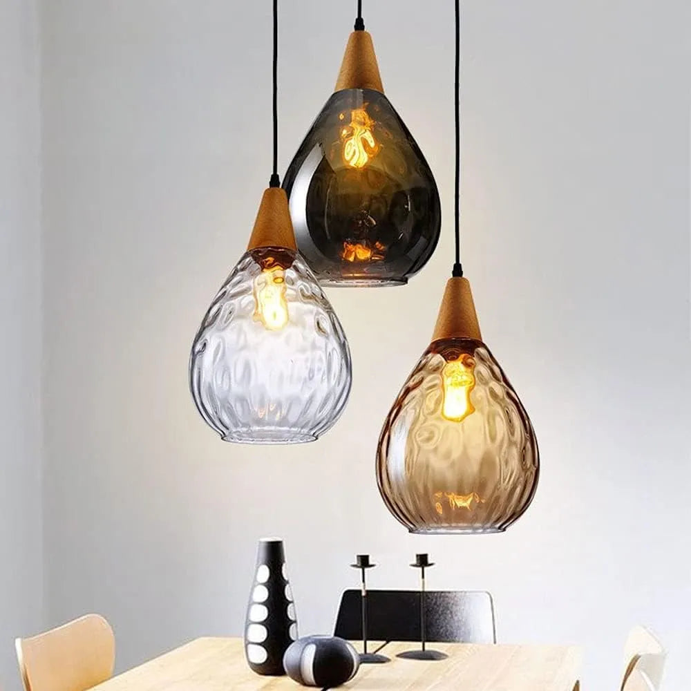Suspension Verre Soufflé Motif Eau Style Rétro