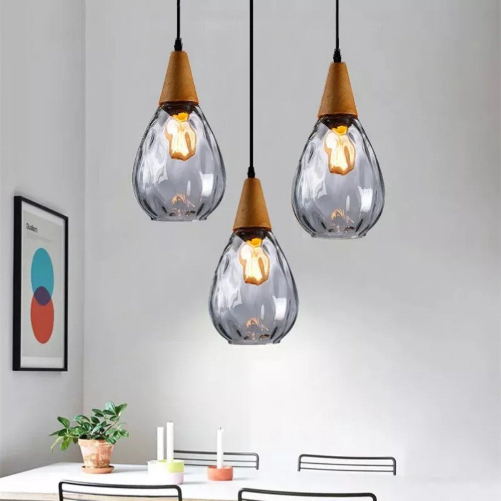 Suspension Verre Soufflé Motif Eau Style Rétro