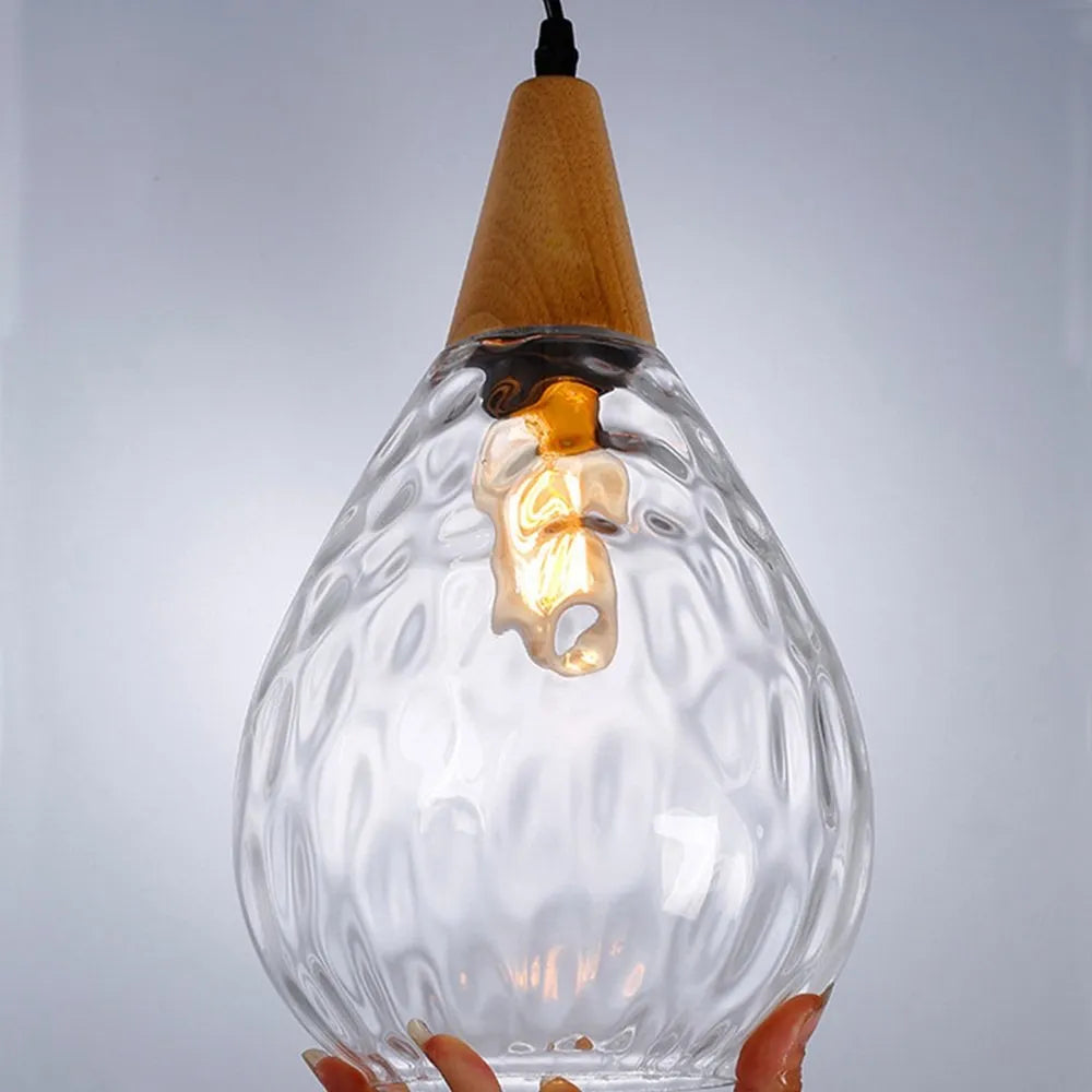 Suspension Verre Soufflé Motif Eau Style Rétro