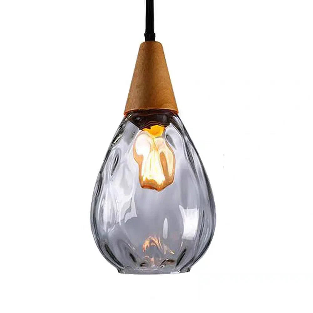 Suspension Verre Soufflé Motif Eau Style Rétro