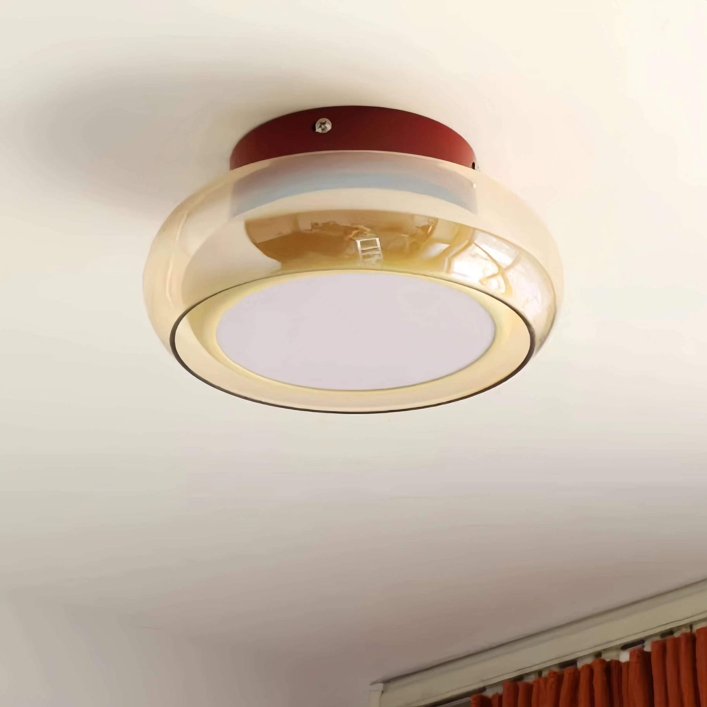Plafonnier Bauhaus Verre Ambré LED Rétro Moderne