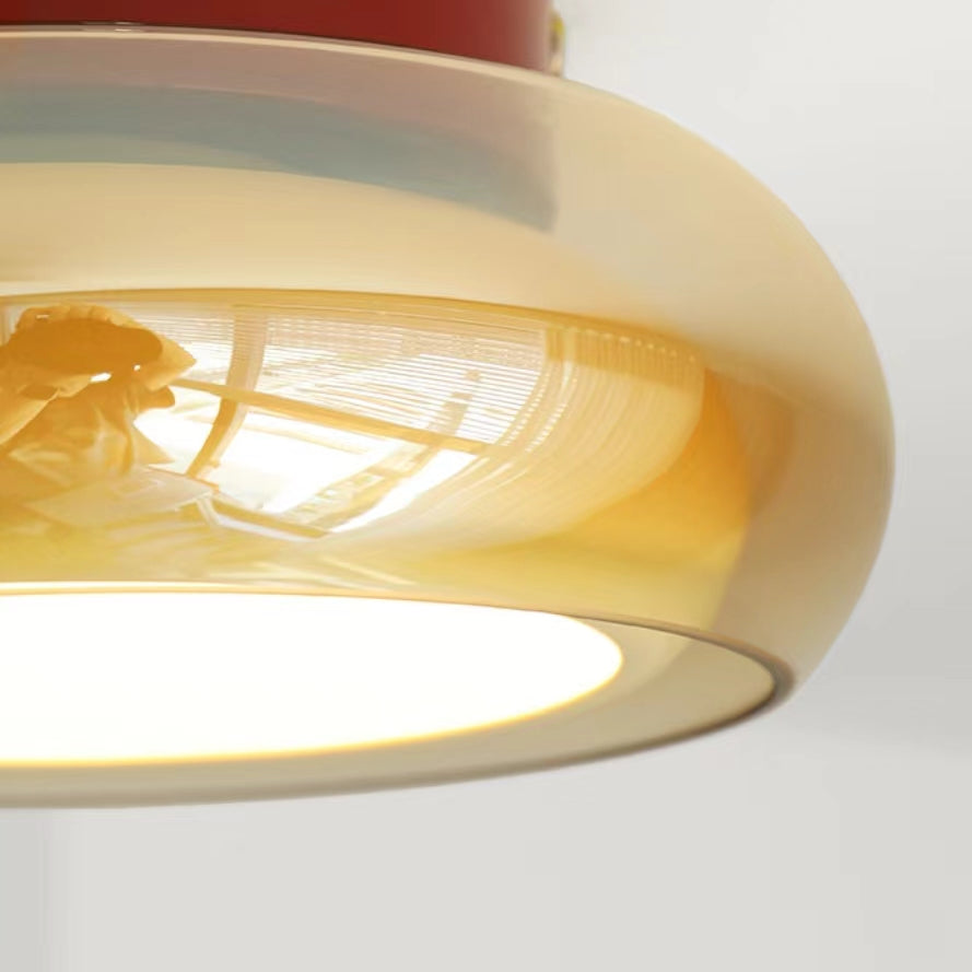 Plafonnier Bauhaus Verre Ambré LED Rétro Moderne