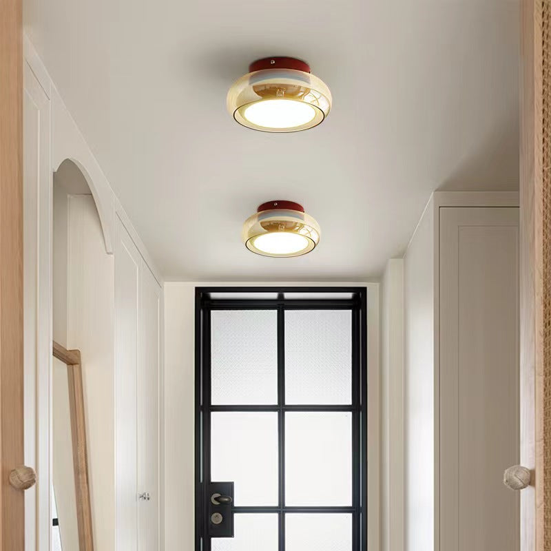 Plafonnier Bauhaus Verre Ambré LED Rétro Moderne
