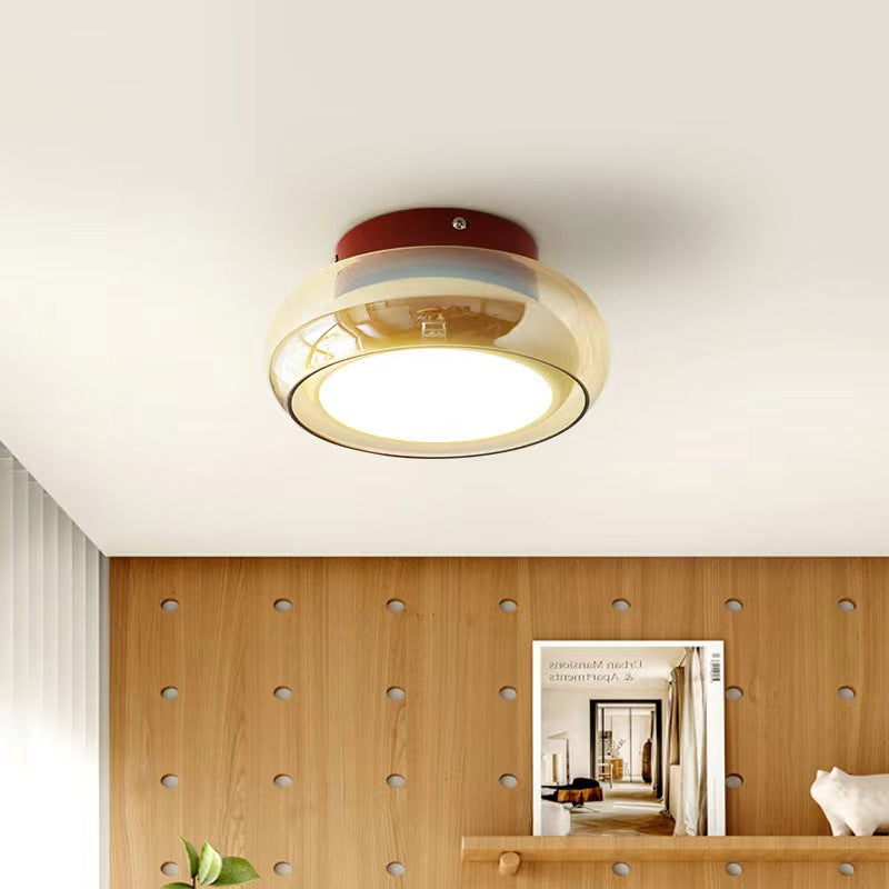 Plafonnier Bauhaus Verre Ambré LED Rétro Moderne