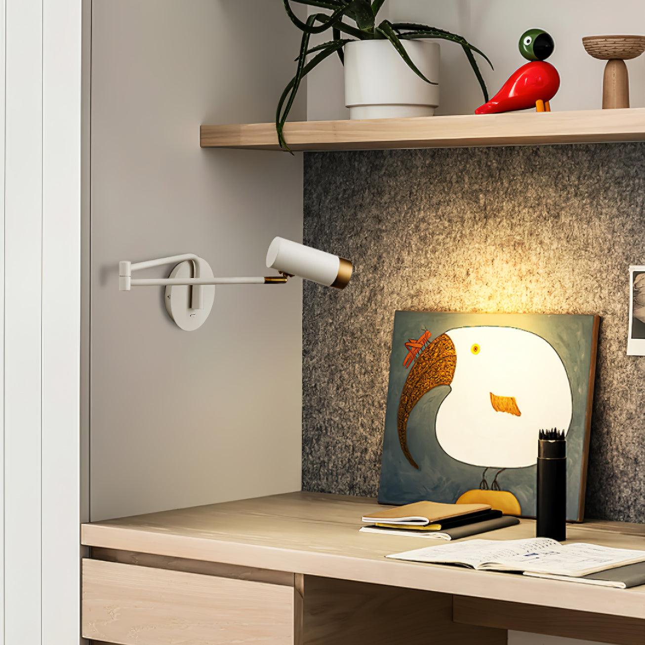 Applique Murale Ridge Bras Articulé, Métal Noir ou Blanc