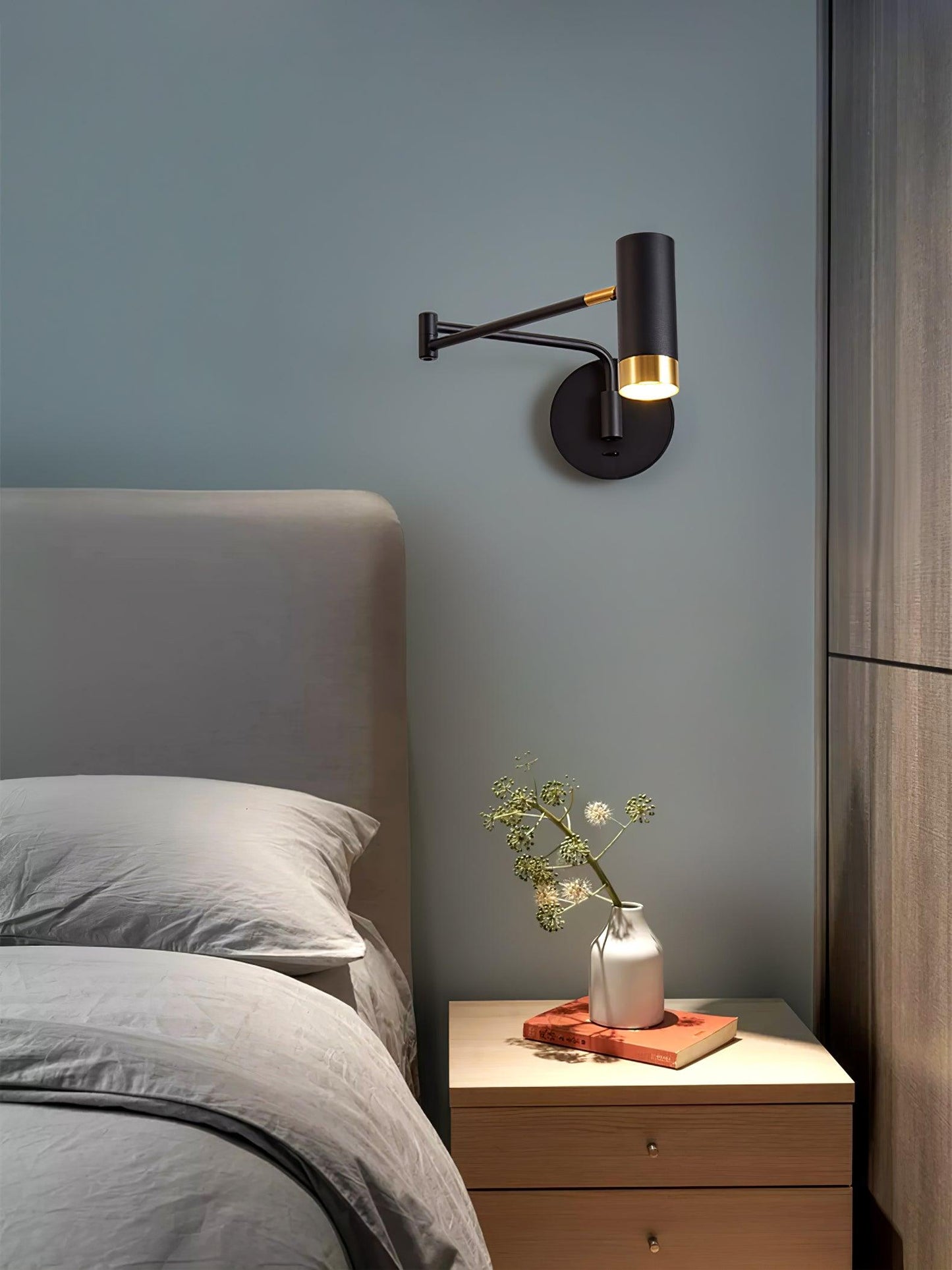 Applique Murale Ridge Bras Articulé, Métal Noir ou Blanc