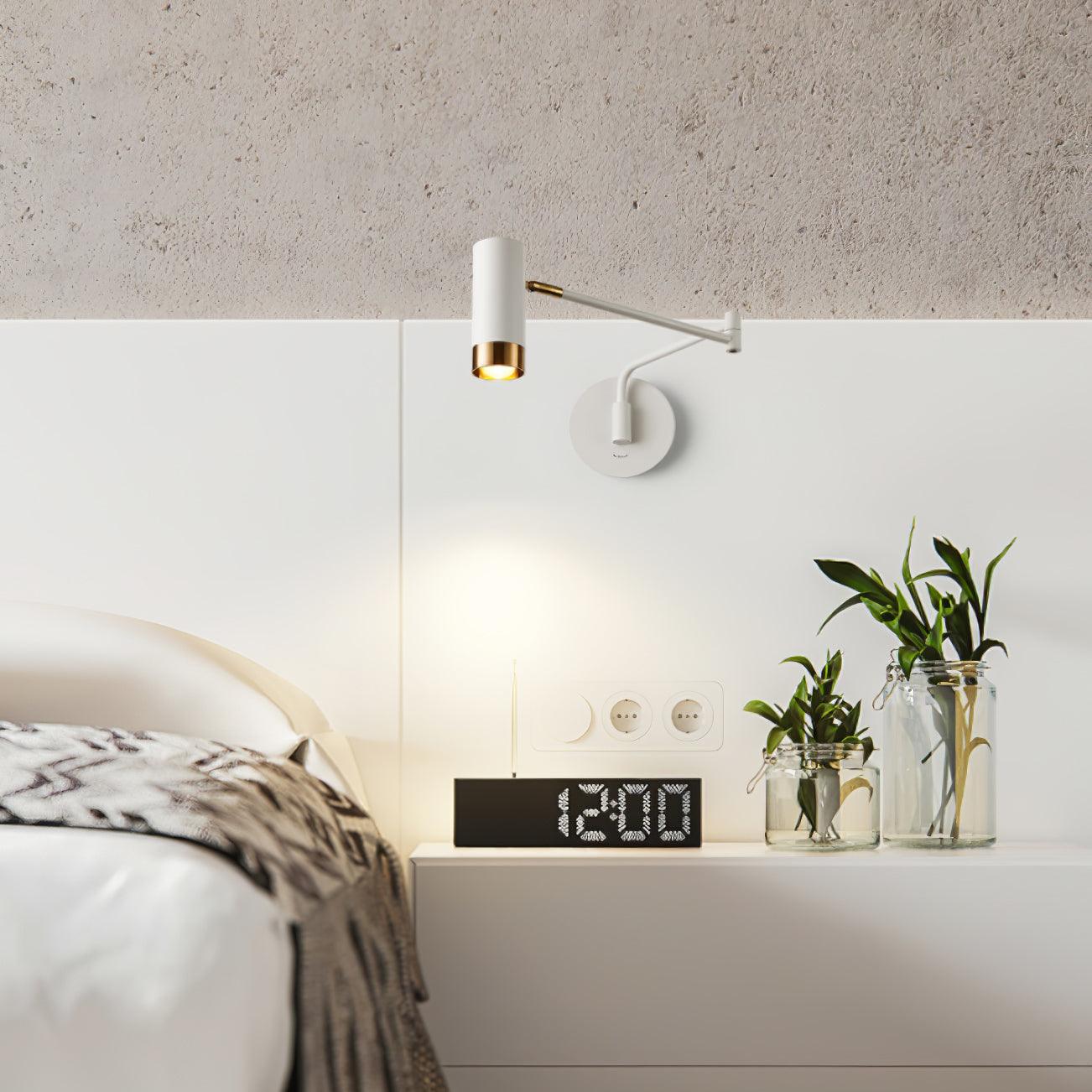 Applique Murale Ridge Bras Articulé, Métal Noir ou Blanc