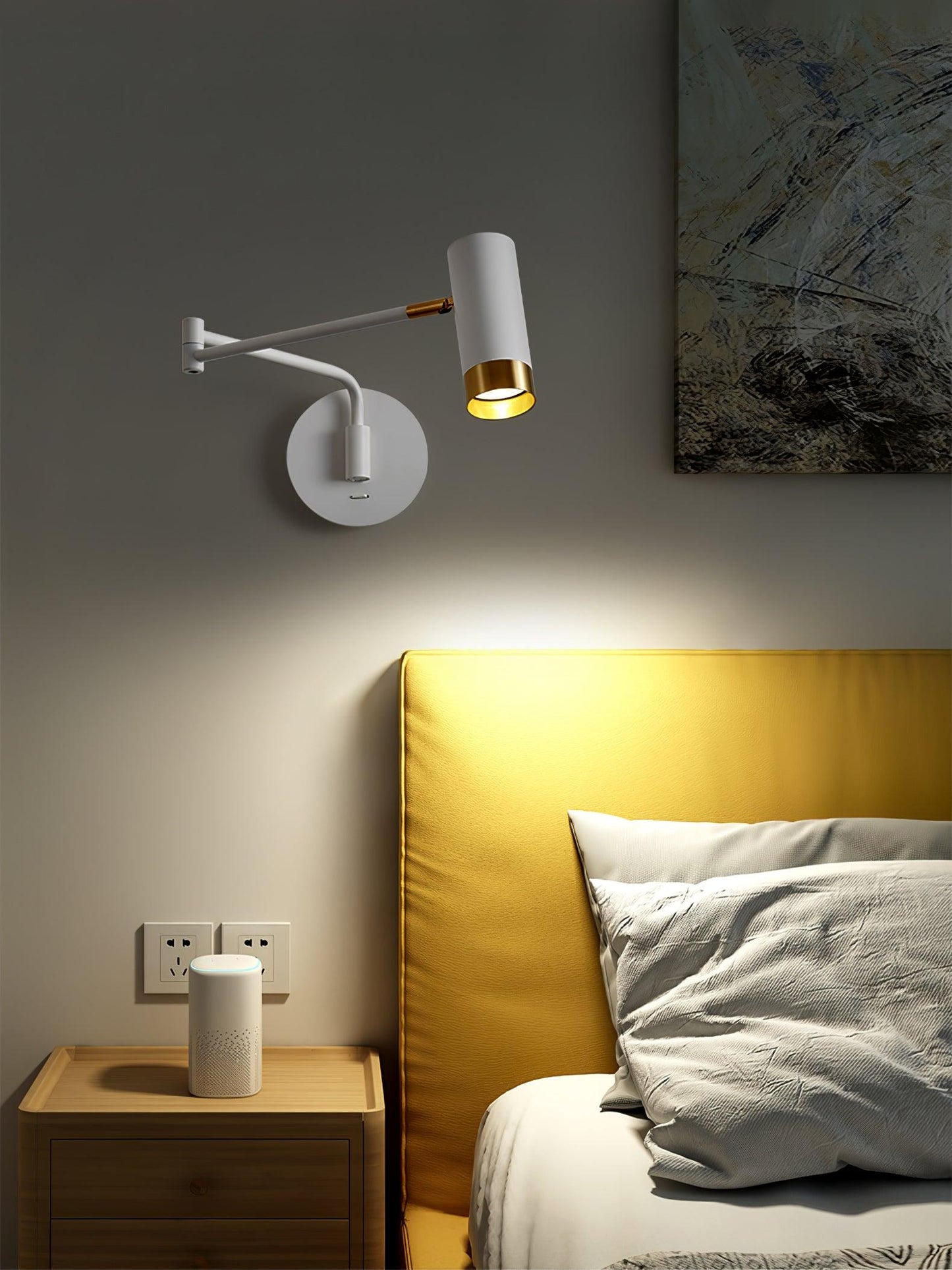 Applique Murale Ridge Bras Articulé, Métal Noir ou Blanc