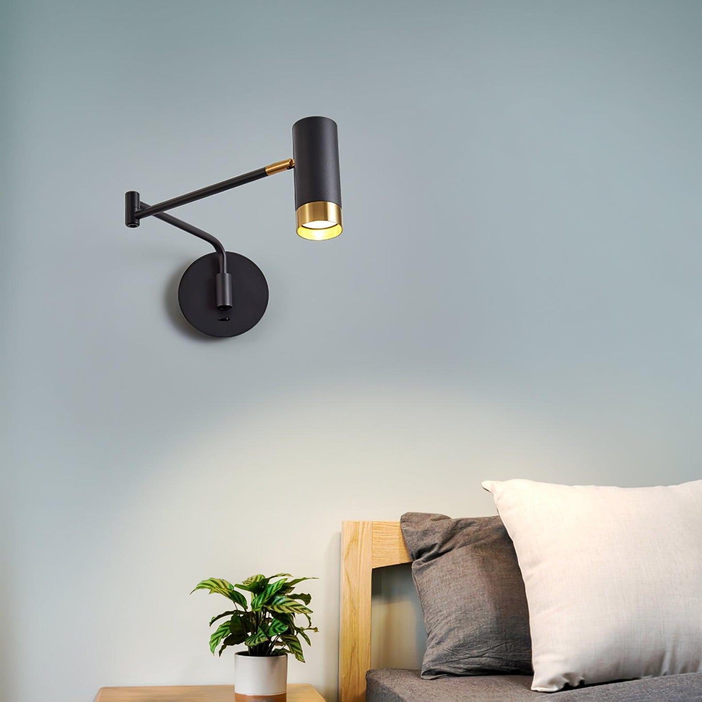 Applique Murale Ridge Bras Articulé, Métal Noir ou Blanc