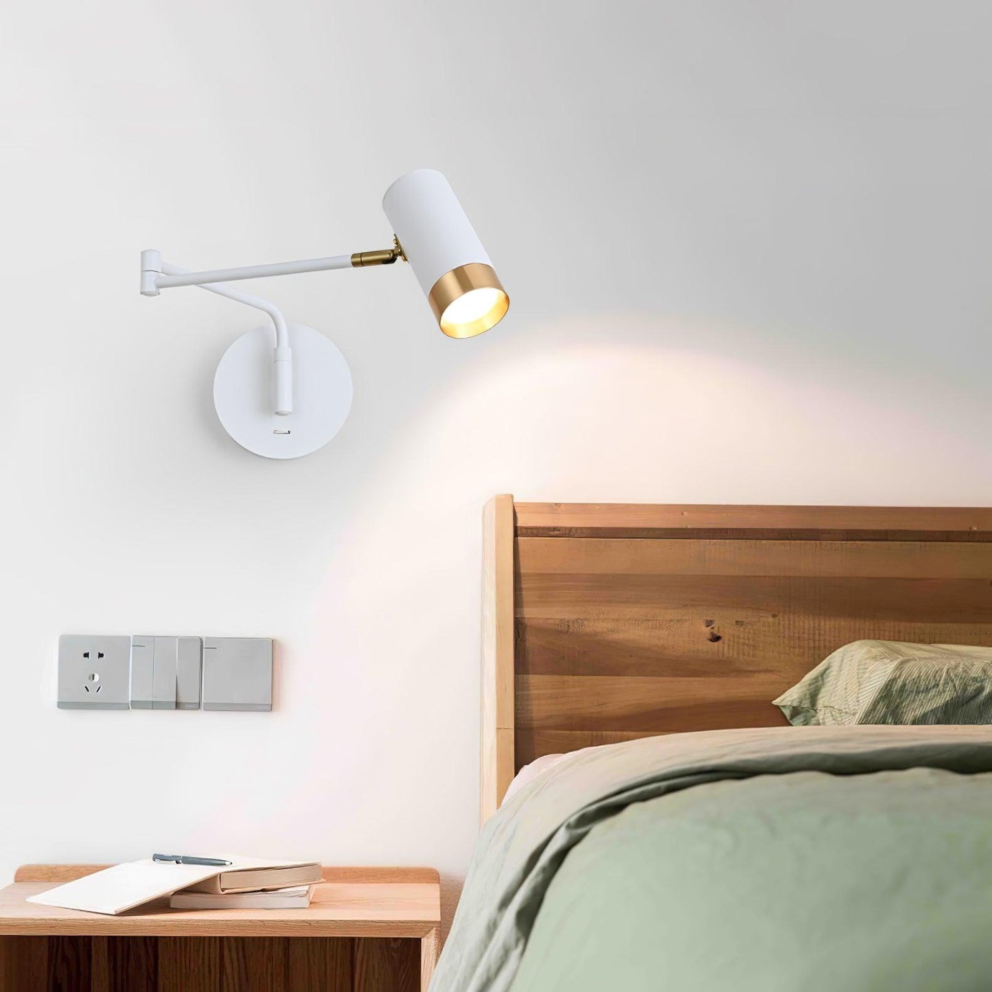 Applique Murale Ridge Bras Articulé, Métal Noir ou Blanc