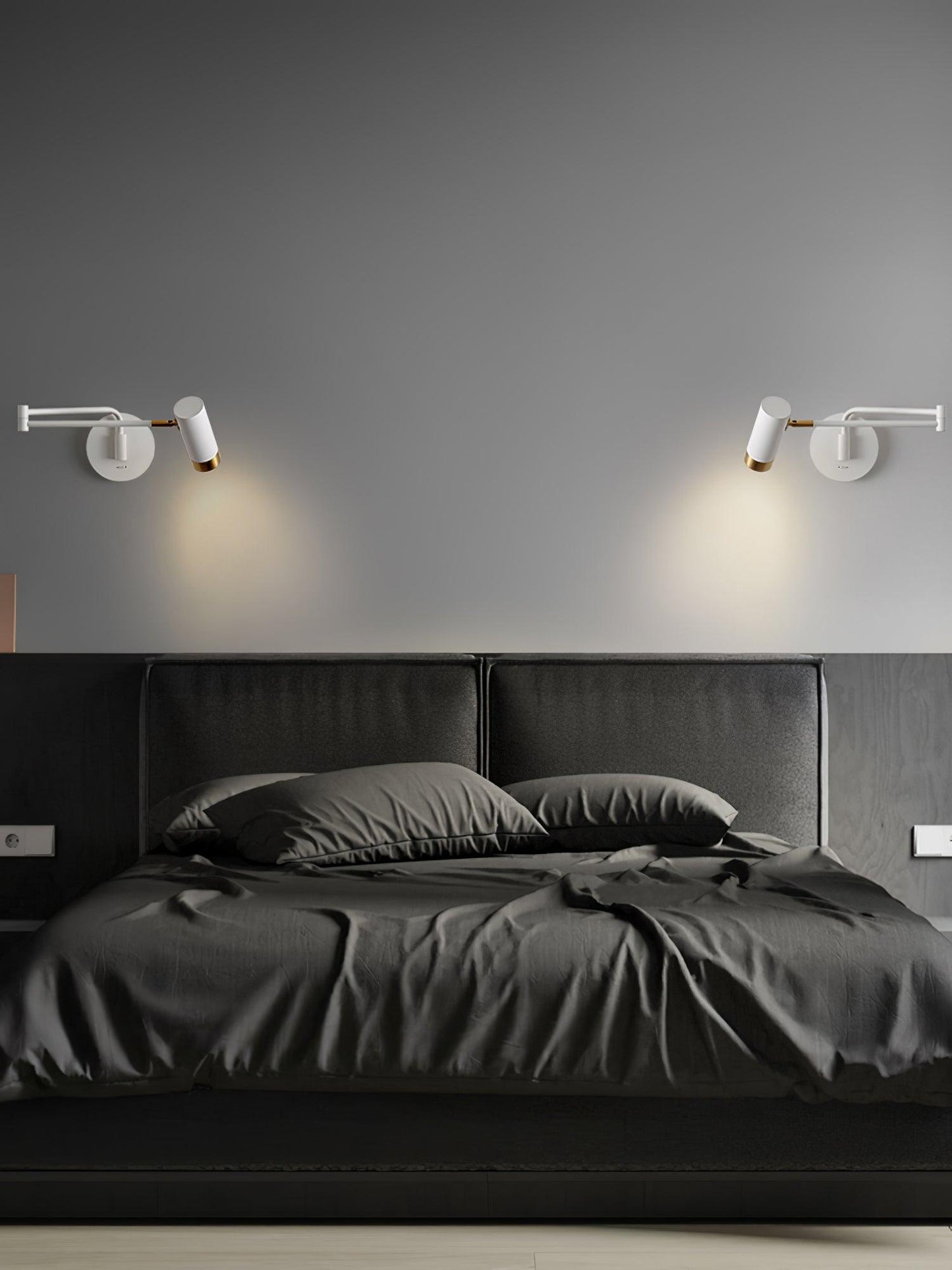 Applique Murale Ridge Bras Articulé, Métal Noir ou Blanc