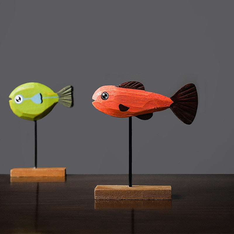 Sculpture Artisanale en Bois – Poisson d’Eau Douce Décoratif