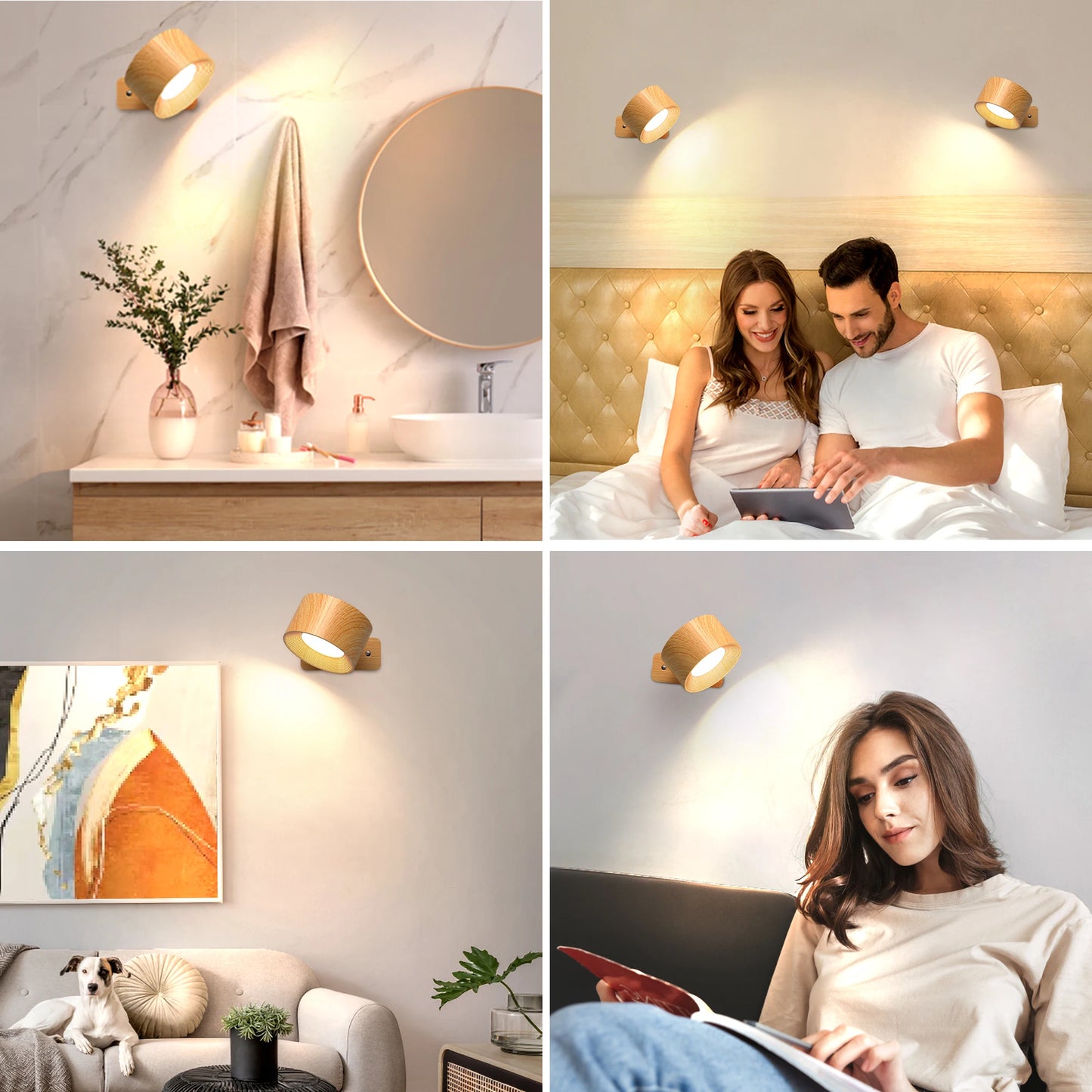 Applique Murale LED Tactile Sans Fil 3 Modes Rotative