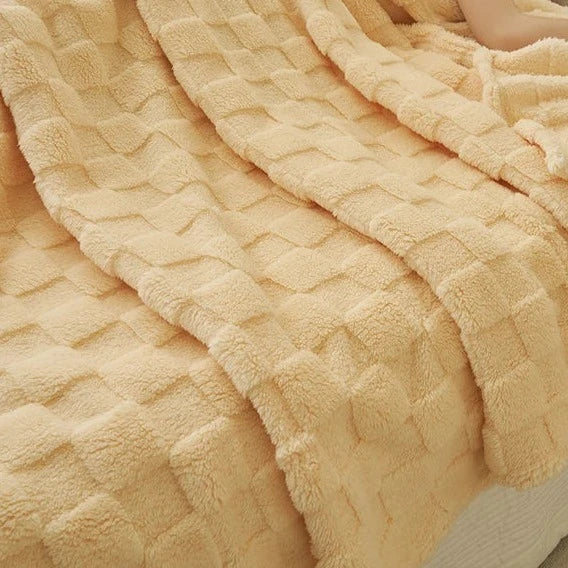 Plaid Polaire à Carreaux Doux et Chaud, Polyester