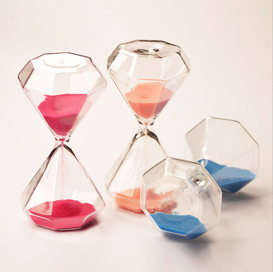 Sablier Diamant en Verre – Minuteur Design 5/15/30/60 Min, Déco Maison & Cadeau Original