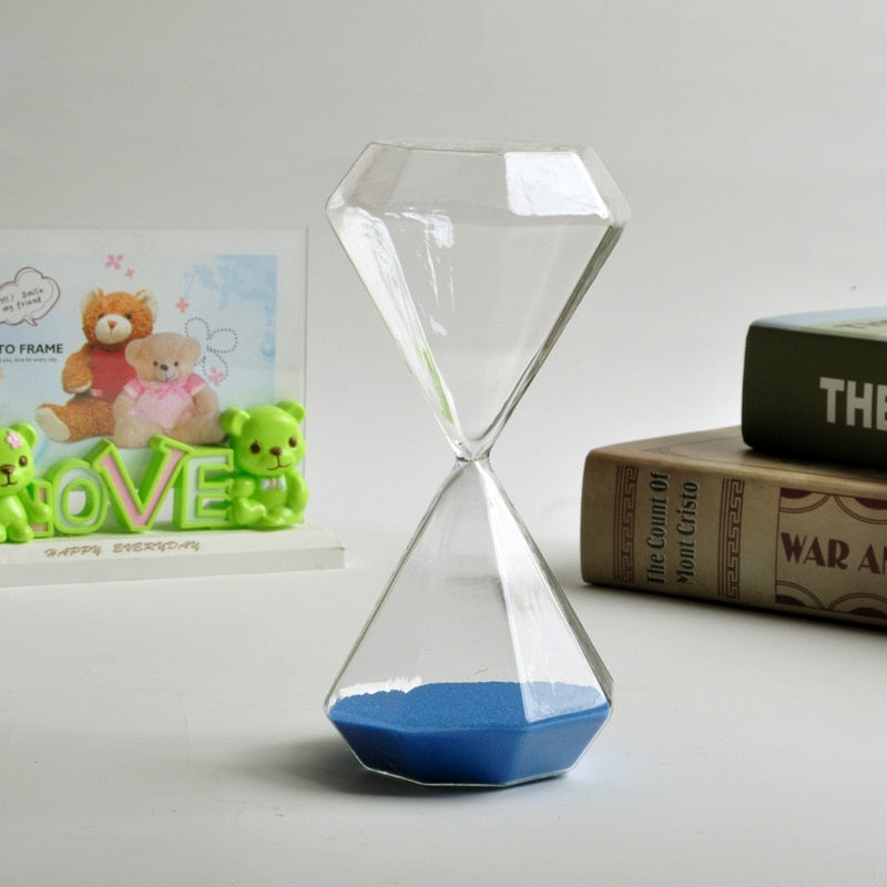 Sablier Diamant en Verre – Minuteur Design 5/15/30/60 Min, Déco Maison & Cadeau Original