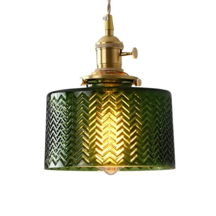 Suspension Scandinave, Abat-Jour en Verre Vert, Hauteur Réglable