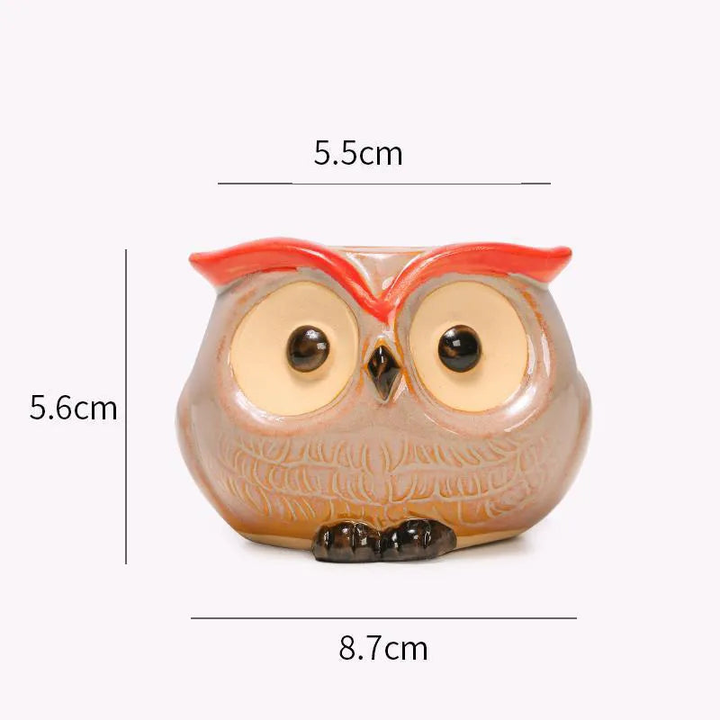 Mini Pot de Fleurs Hibou en Céramique – Jardinière Mignonne pour Plantes Succulentes et Déco de Bureau ou Jardin
