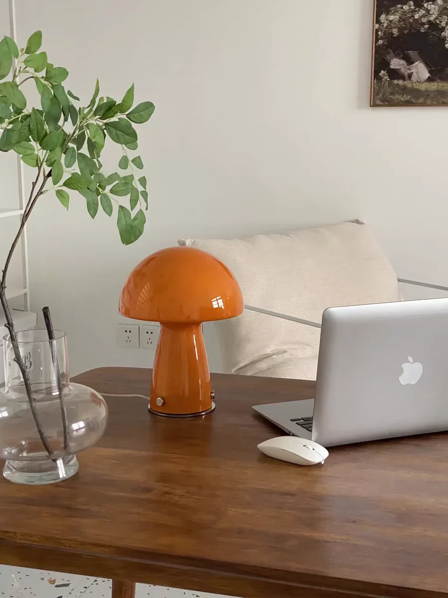 Lampe de Table Champignon Rétro en Verre – Éclairage Nostalgique et Tendance