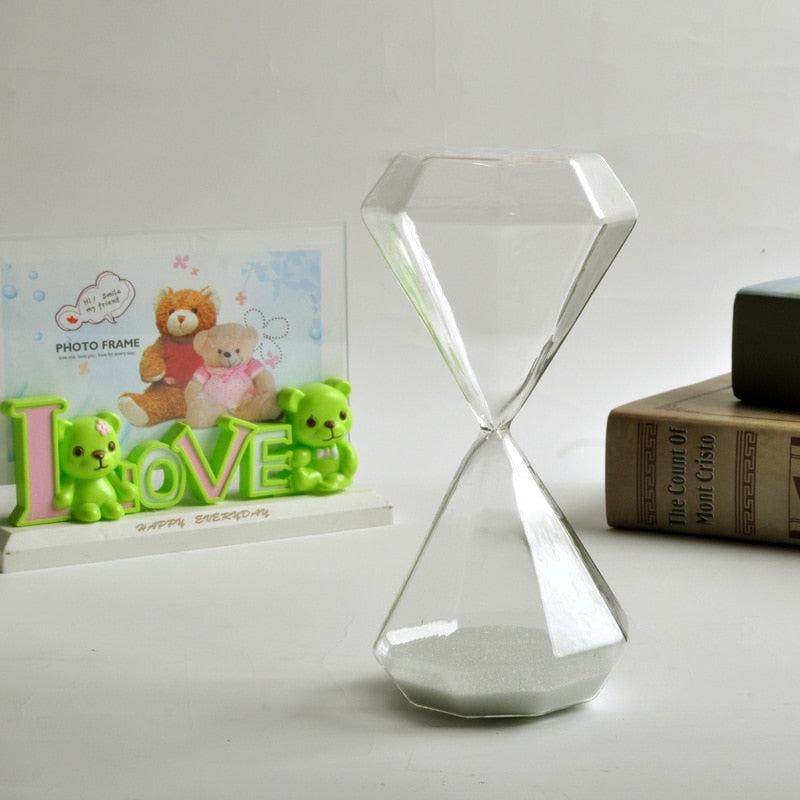 Sablier Diamant en Verre – Minuteur Design 5/15/30/60 Min, Déco Maison & Cadeau Original