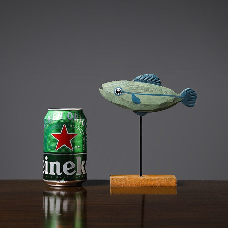 Sculpture Artisanale en Bois – Poisson d’Eau Douce Décoratif