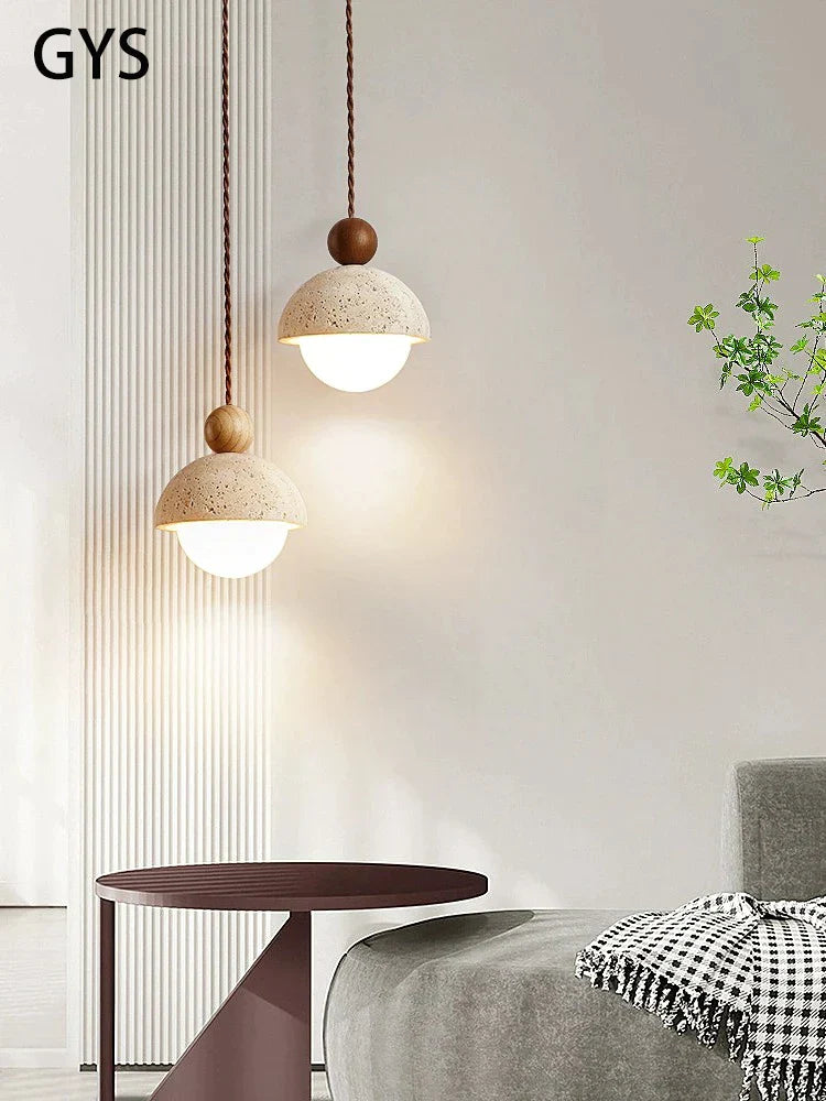 Petite Suspension en Pierre | Lustre Design Moderne en Forme de Bouton de Fleur pour Chambre, Style Crème
