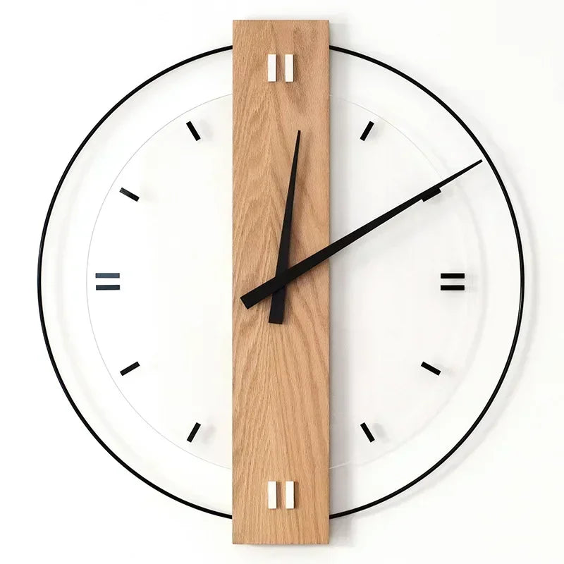 Horloge Murale Silencieuse Bois Chêne Minimaliste