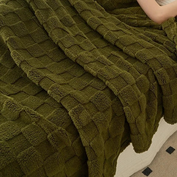 Plaid Polaire à Carreaux Doux et Chaud, Polyester
