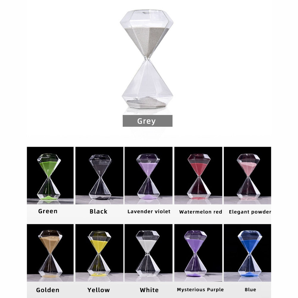Sablier Diamant en Verre – Minuteur Design 5/15/30/60 Min, Déco Maison & Cadeau Original