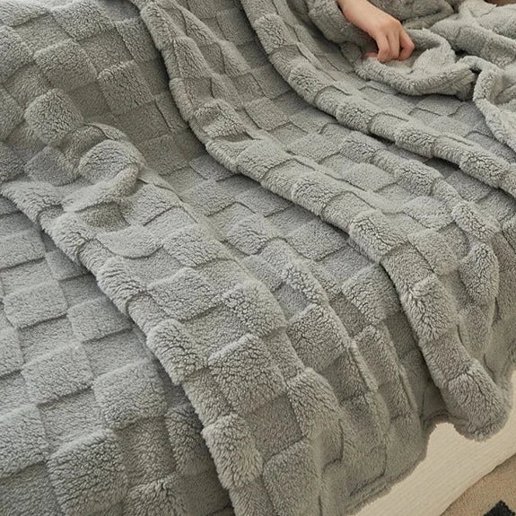 Plaid Polaire à Carreaux Doux et Chaud, Polyester