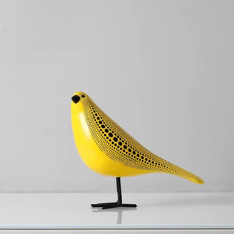 Figurines Décoratives Jaunes Style Kusama – Sculptures Pop Art Modernes en Résine