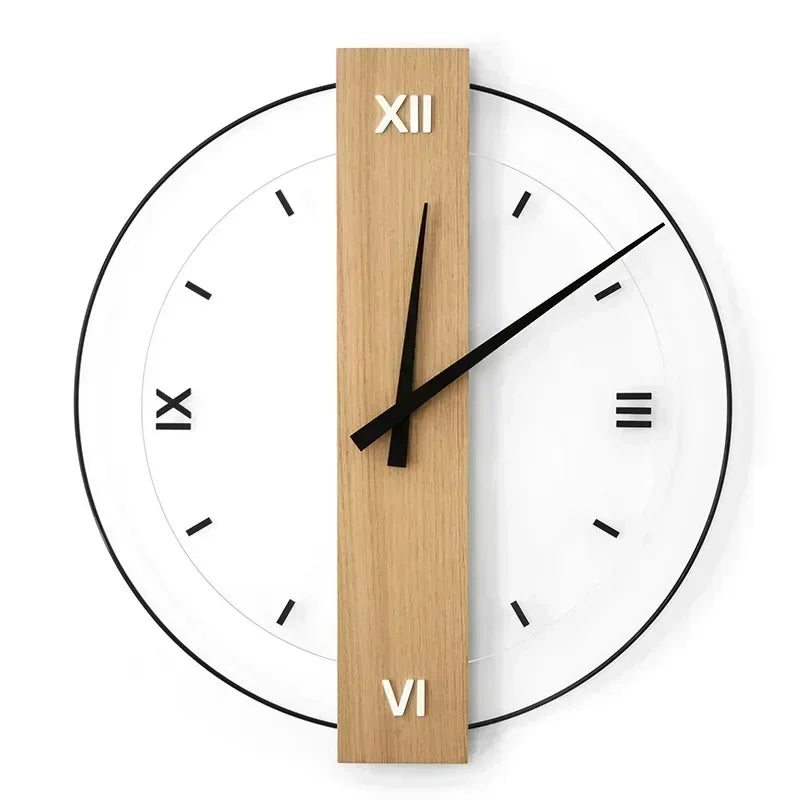 Horloge Murale Silencieuse Bois Chêne Minimaliste