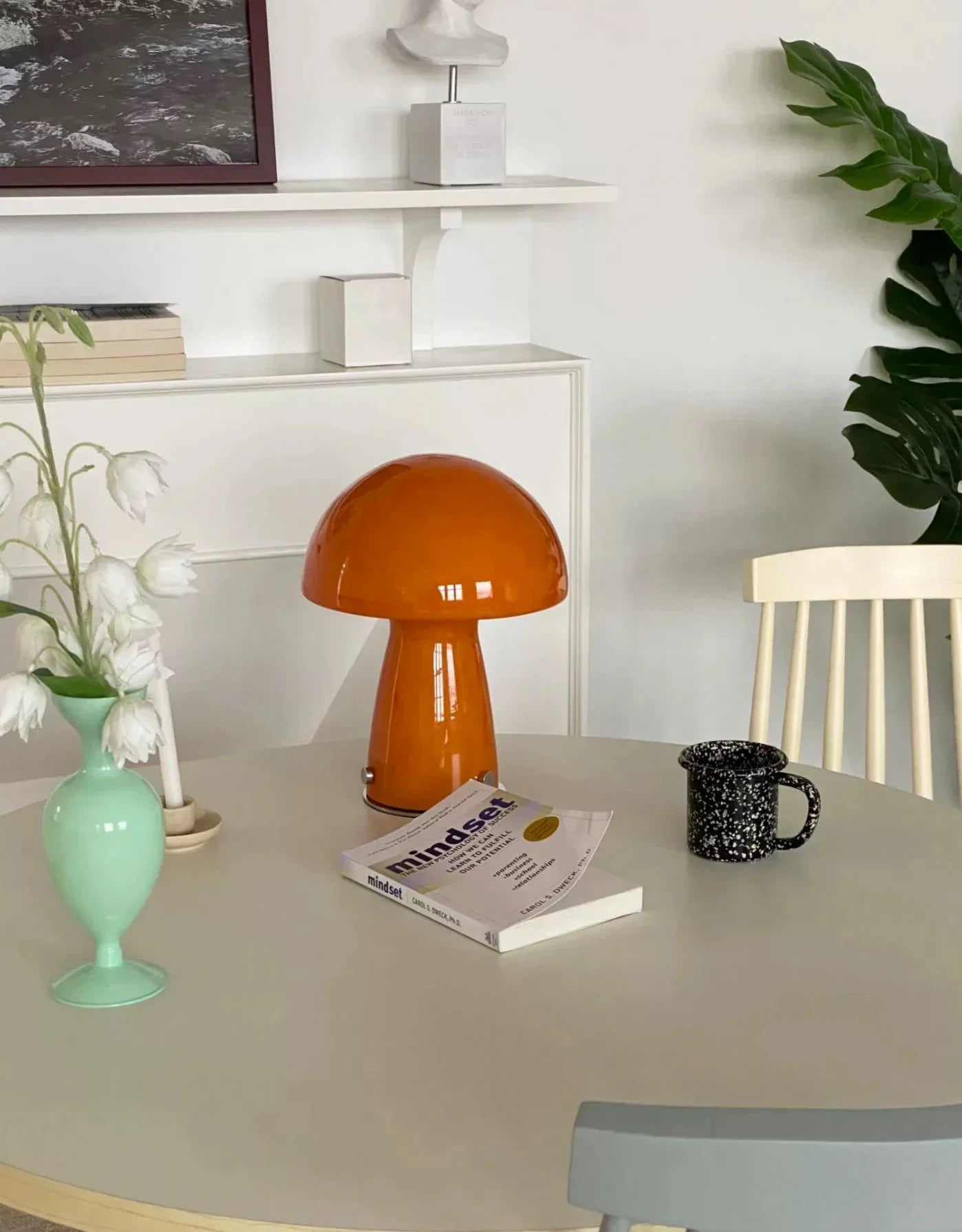 Lampe de Table Champignon Rétro en Verre – Éclairage Nostalgique et Tendance
