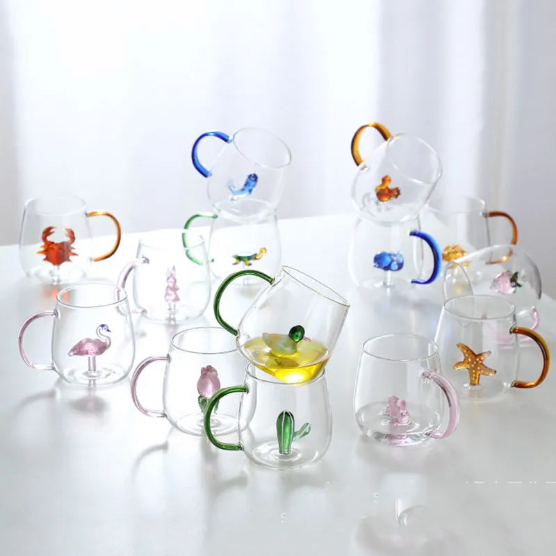 Mug en Verre Borosilicate avec Poignée Colorée 350ml