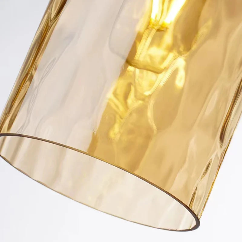 Suspension Cylindrique en Verre – Finition Dorée ou Grise