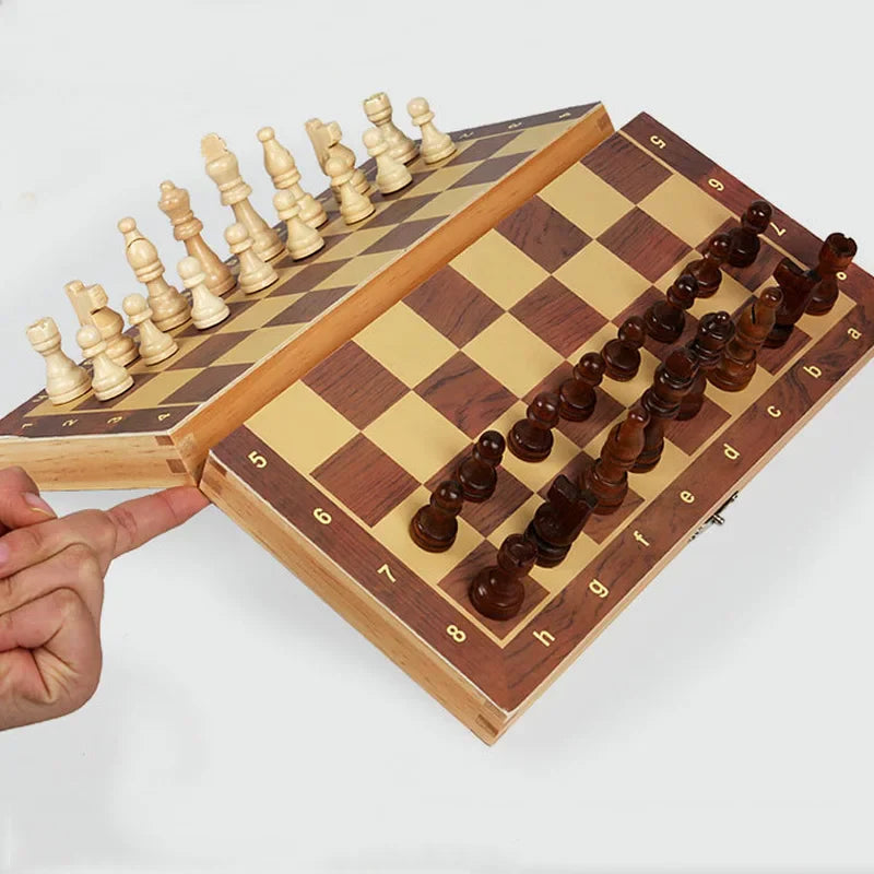 Jeu d’Échecs Bois Pliable Magnétique, 24×24cm