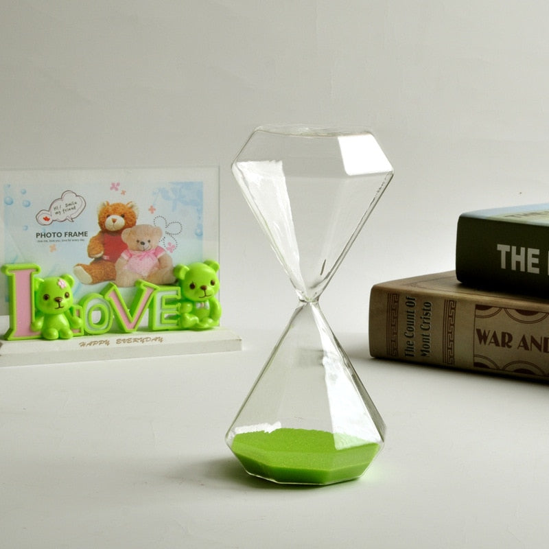 Sablier Diamant en Verre – Minuteur Design 5/15/30/60 Min, Déco Maison & Cadeau Original