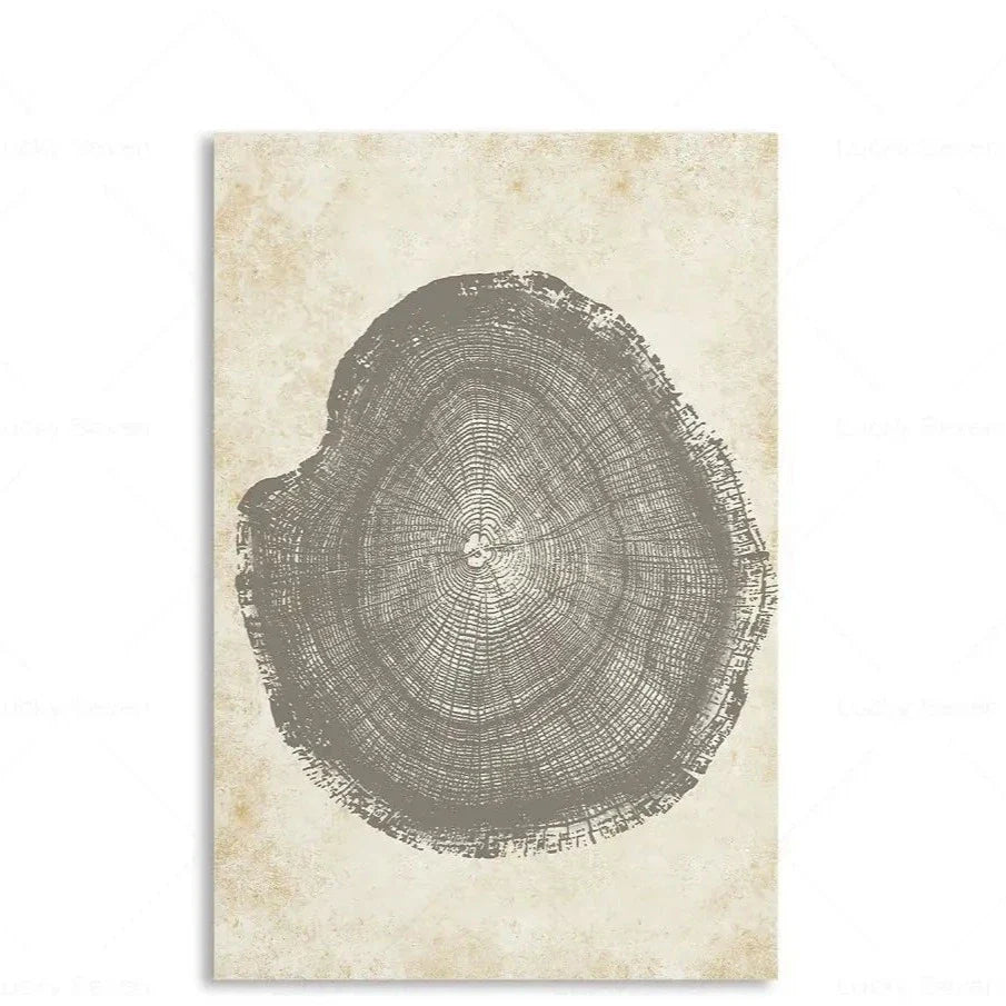 Toile Abstraite Anneaux d’Arbre – L’Art du Temps Gravé par la Nature
