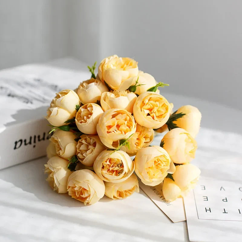 Bouquet de Pivoines en Soie, 27 Fleurs, Multicolore