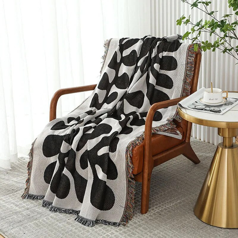 Couverture Rétro Motif Vigne – Élégance Vintage et Confort Chaleureux