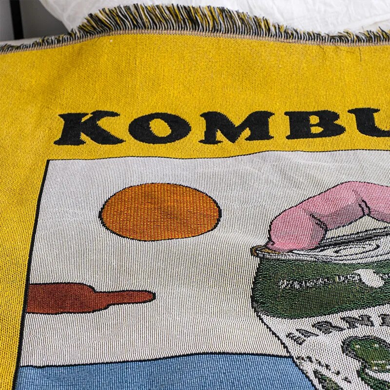 Couverture Artistique Kombucha – Douceur Rétro et Confort Quotidien